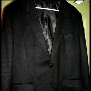Elegant MACY'S CLUB ROOM 100% BLACK Lined PURE CASHMERE Blazer Jacket Coat 44 L